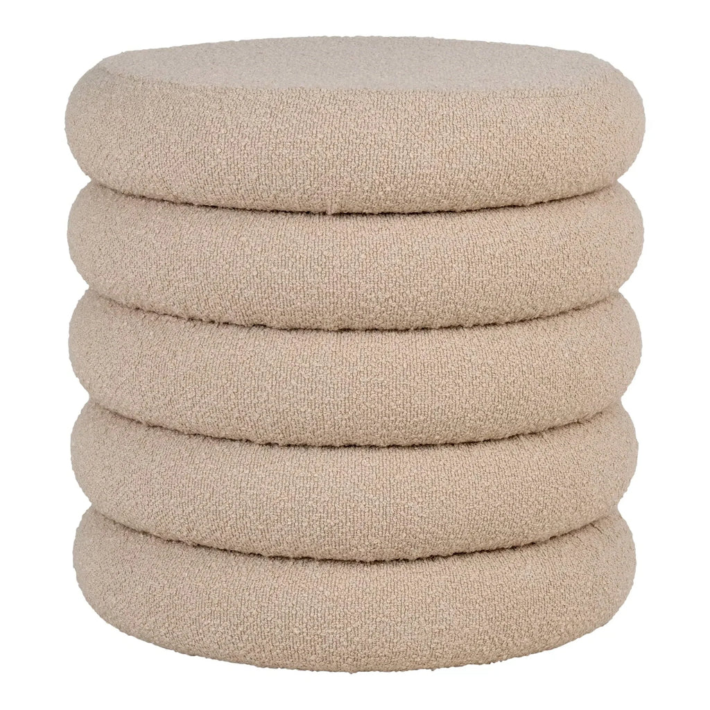Lorea Luxuriöser Bouclé Beistellhocker Beige: Stilvoller Polsterhocker für Wohnzimmer
