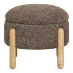 Lade das Bild in den Galerie-Viewer, Eleganter Bouclé Beistellhocker Braun mit Stauraum: Gemütlich, Modern, Praktisch
