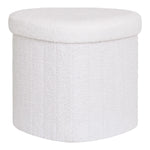 Lade das Bild in den Galerie-Viewer, Eleganter Lumino Bouclé Beistellhocker: Weiß, Praktischer Stauraum, Stilvolles Design
