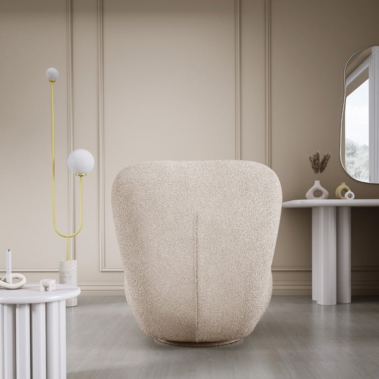 Eleganter Kyoto Designer Bouclé Sessel mit 360° Drehfunktion – Komfort trifft Stil