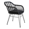 2er Set Gartenstuhl Firenze Schwarz: Eleganter, Wetterfester Stahl-Polyrattan Outdoor-Stuhl für Garten