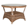 Larissa Outdoor Esstisch: Rund Ø120cm, Robustes Rattan, Stahl & Glas