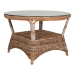 Lade das Bild in den Galerie-Viewer, Larissa Outdoor Esstisch: Rund Ø120cm, Robustes Rattan, Stahl &amp; Glas
