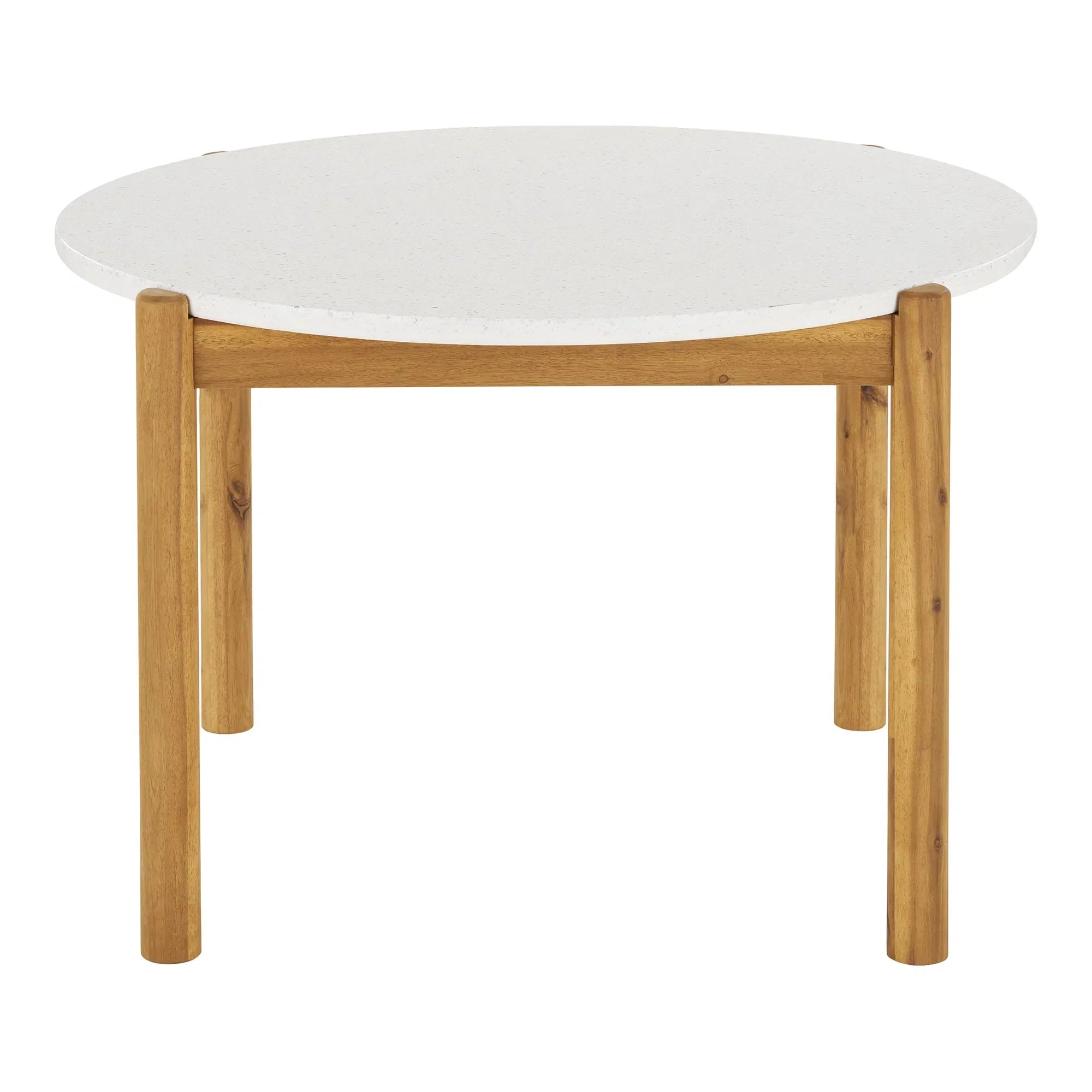 Eleganter Garten Esstisch Lisa: Akazie & Terrazzo – Natur/Weiß, Ø120 cm