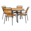 Eleganter Modena Garten Esstisch: Robuste Teakholzplatte, Schwarzes Metallgestell, Ø130cm Outdoor-Design
