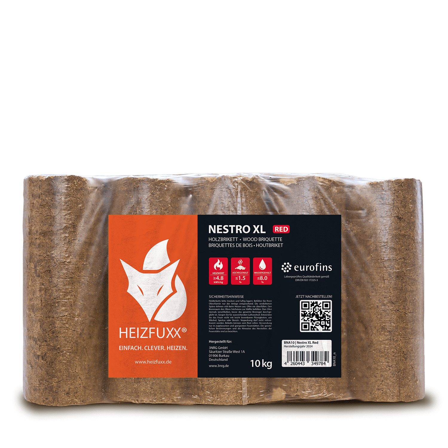 Nestro XL Red Hartholz Holzbriketts Palette – Lange Brenndauer, hoher Heizwert, CO2-neutral