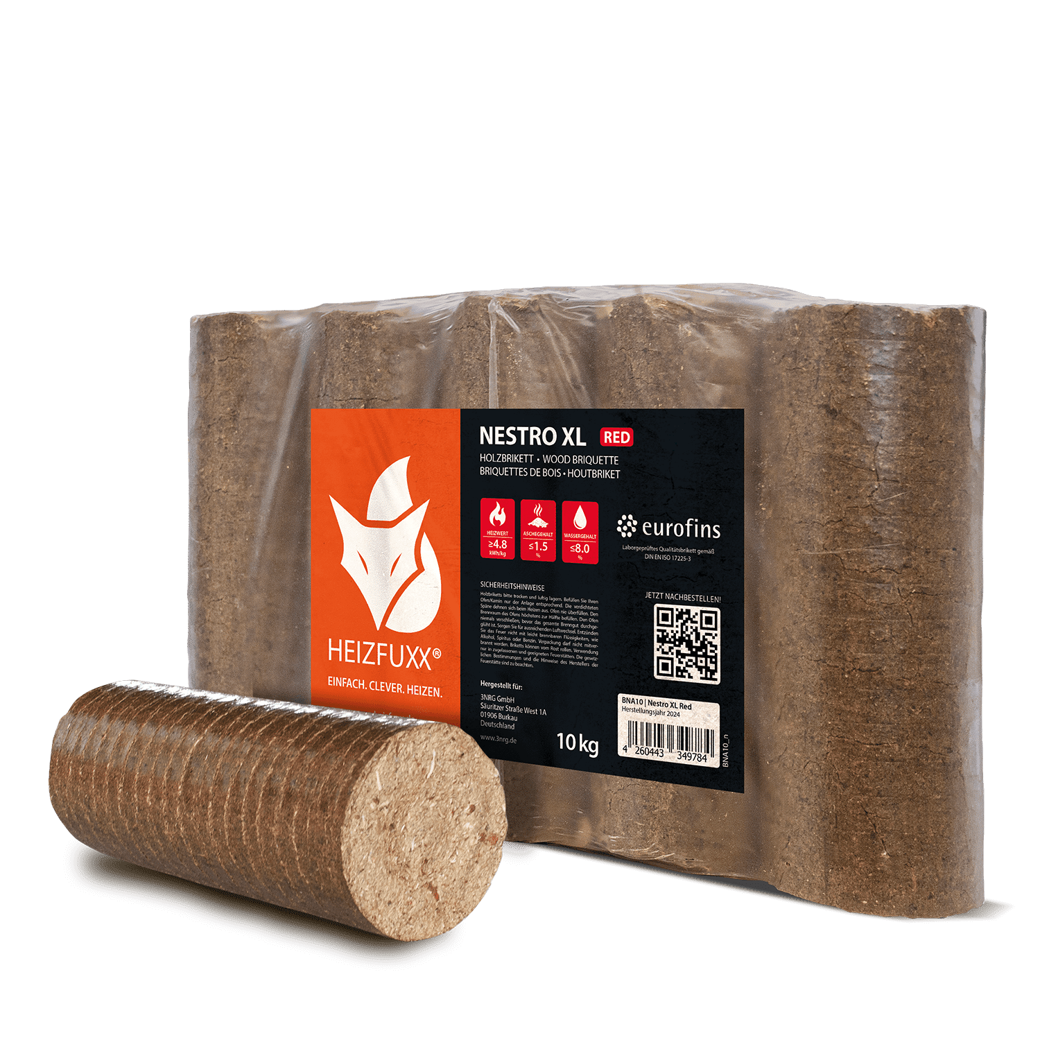 Nestro XL Red Hartholz Holzbriketts Palette – Lange Brenndauer, hoher Heizwert, CO2-neutral