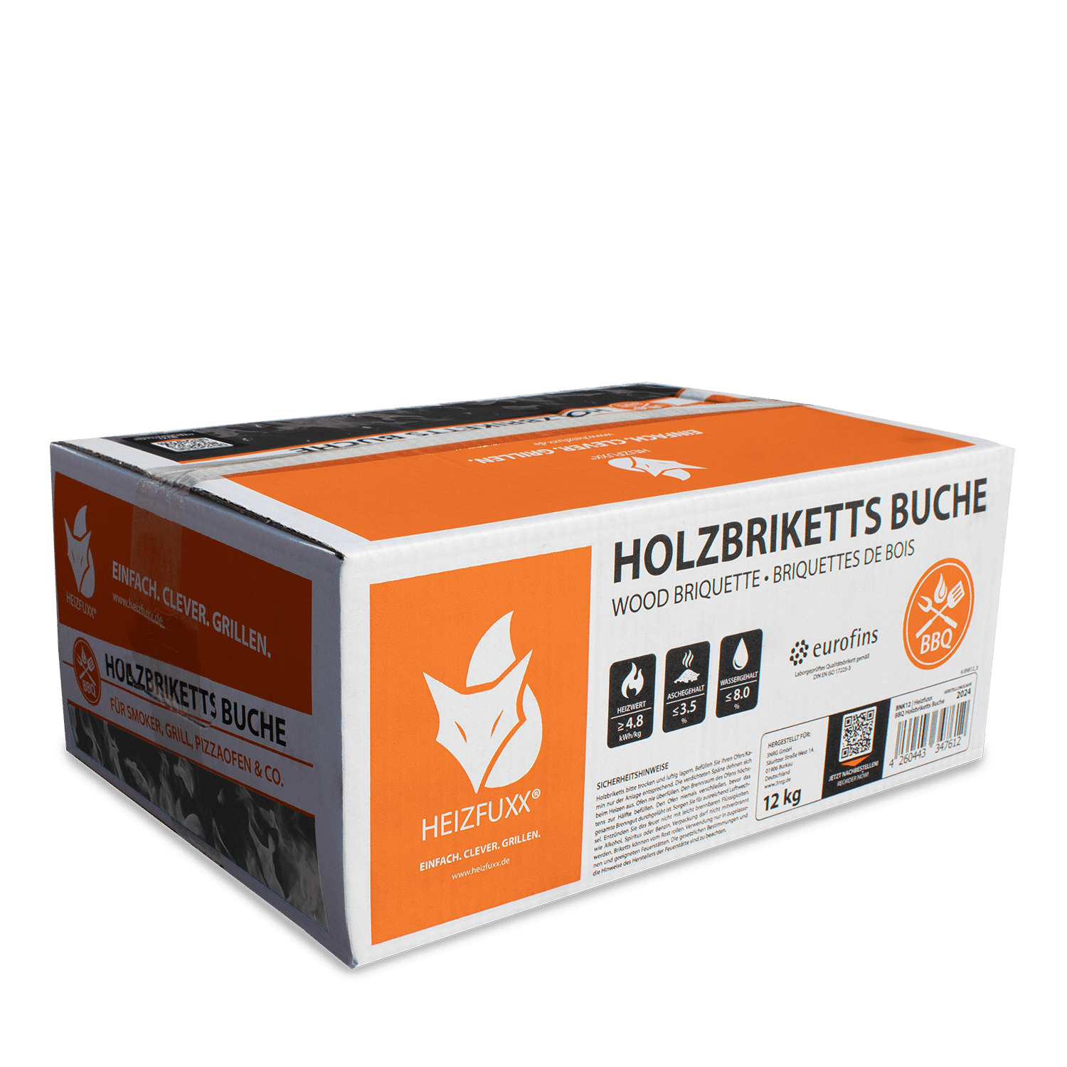 Heizfuxx Nestro Hartholz Buche Briketts, 81x12kg Palette, Lange Brenndauer