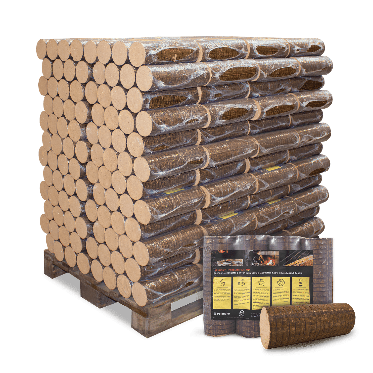 Premium Plus Buchenholz Briketts: 960 kg Hartholz, Hoher Heizwert, Wenig Asche, Lang Brennend