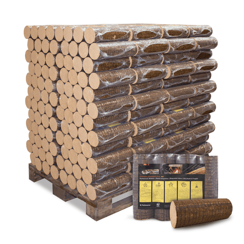 Premium Plus Buchenholz Briketts: 960 kg Hartholz, Hoher Heizwert, Wenig Asche, Lang Brennend