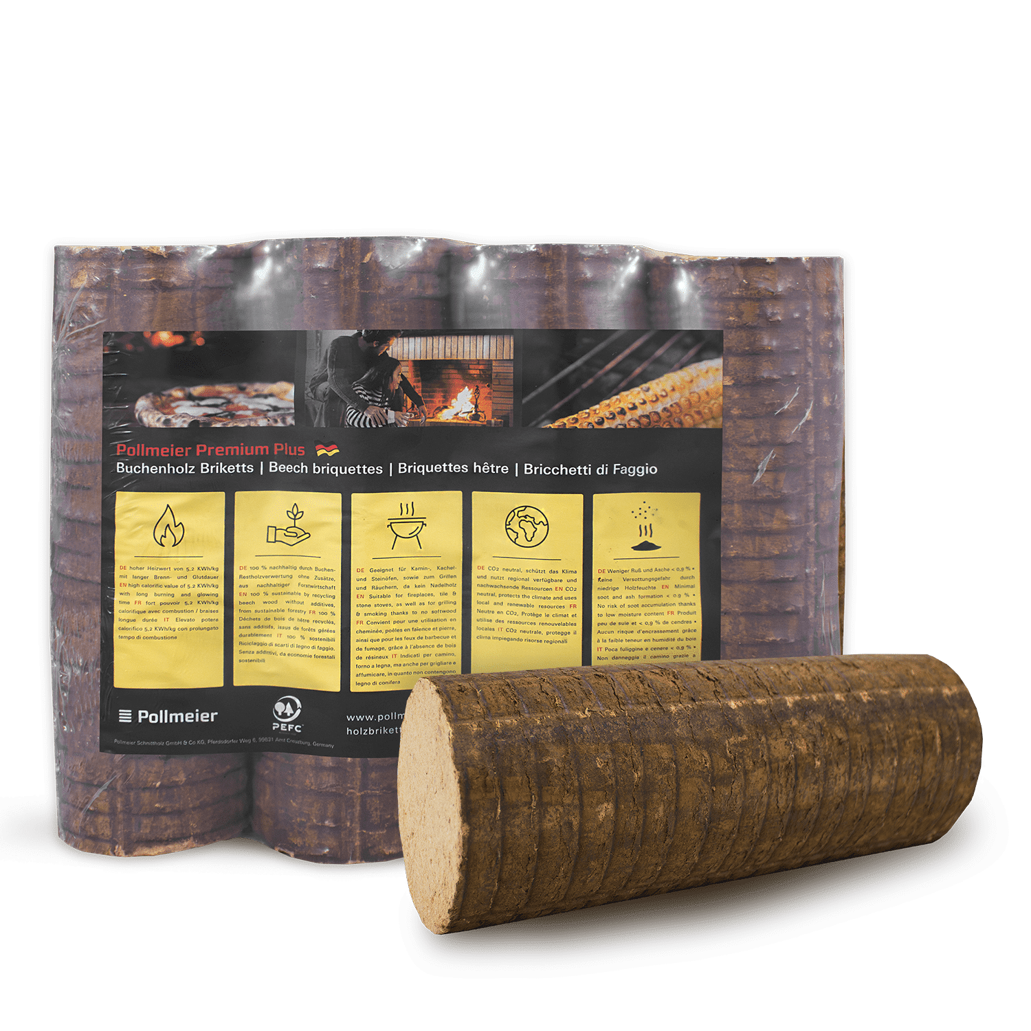 Premium Plus Buchenholz Briketts: 960 kg Hartholz, Hoher Heizwert, Wenig Asche, Lang Brennend