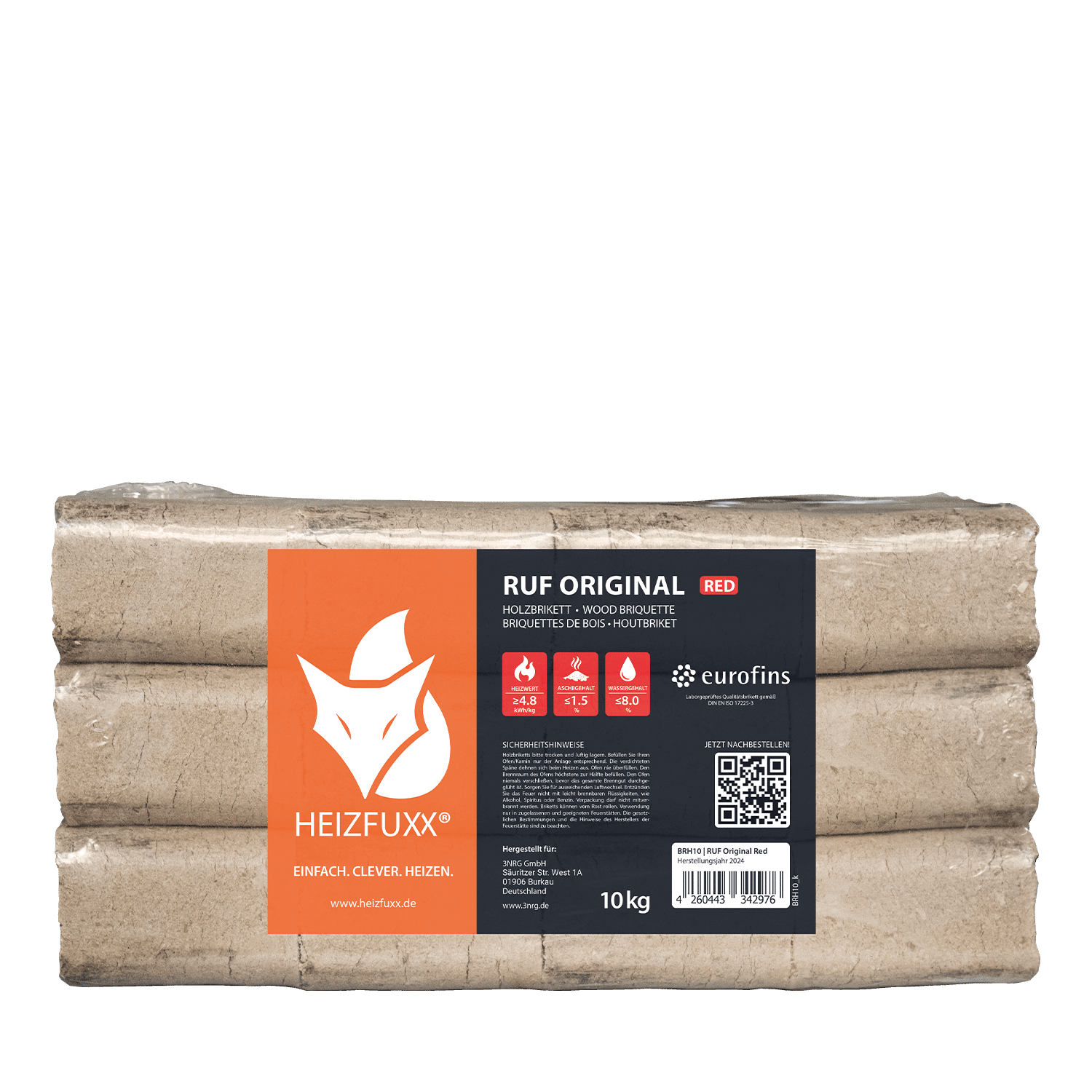 RUF Original Red Hartholz-Holzbriketts: Effizient, Nachhaltig, Langanhaltende Wärme, FSC-zertifiziert