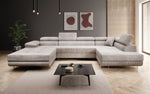 Lade das Bild in den Galerie-Viewer, Designer Schlafsofa Lago mit Klappfunktion, Stauraum, Cord-Bezug, verstellbarem Kopfteil
