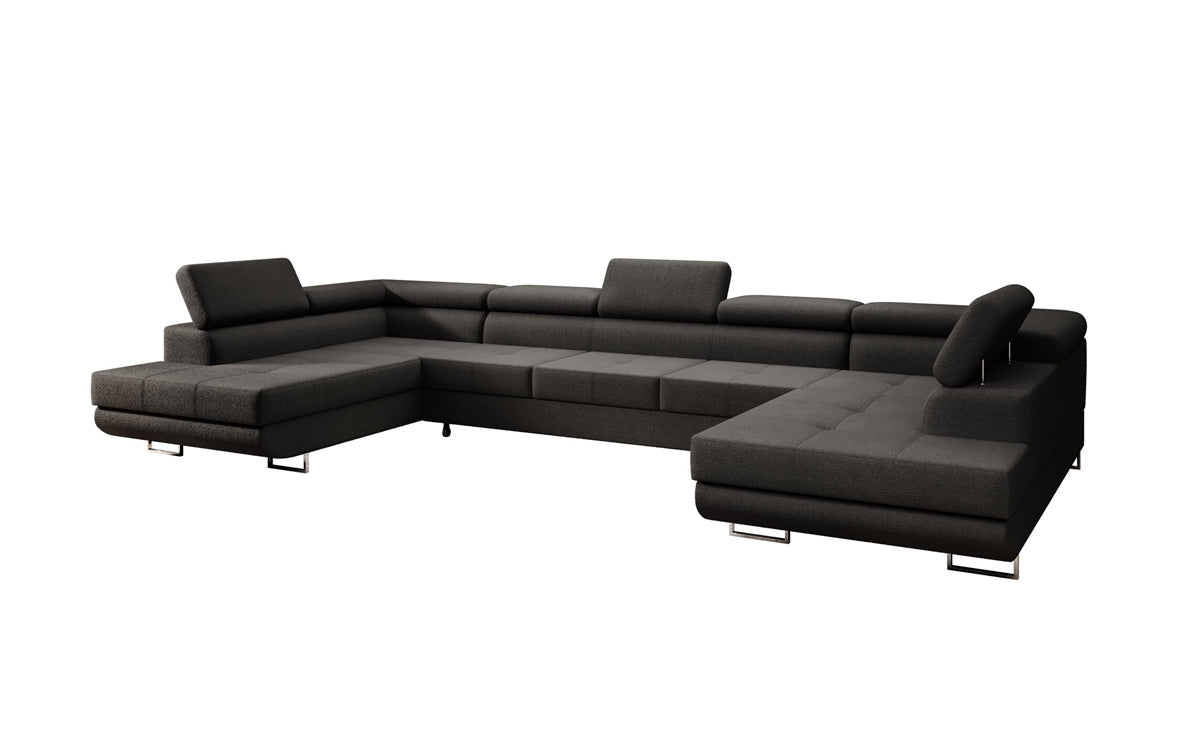 Luxuriöses Designer Sofa Taormina mit Schlaffunktion, Klappfunktion & Stauraum in Bouclé