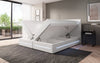 Luxuriöses Boxspringbett Evelyn mit Stauraum, LED-Beleuchtung & Kunstlederbezug für erholsamen Schlaf