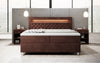 Luxuriöses Samt-Boxspringbett Troja mit Stauraum, RGB-LED, USB-Anschluss, USBC, Fernbedienung