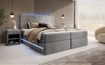 Lade das Bild in den Galerie-Viewer, Luxuriöses Samt Boxspringbett Voyage mit LED-Beleuchtung und Stauraum
