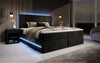 Luxuriöses Samt Boxspringbett Voyage mit LED-Beleuchtung und Stauraum