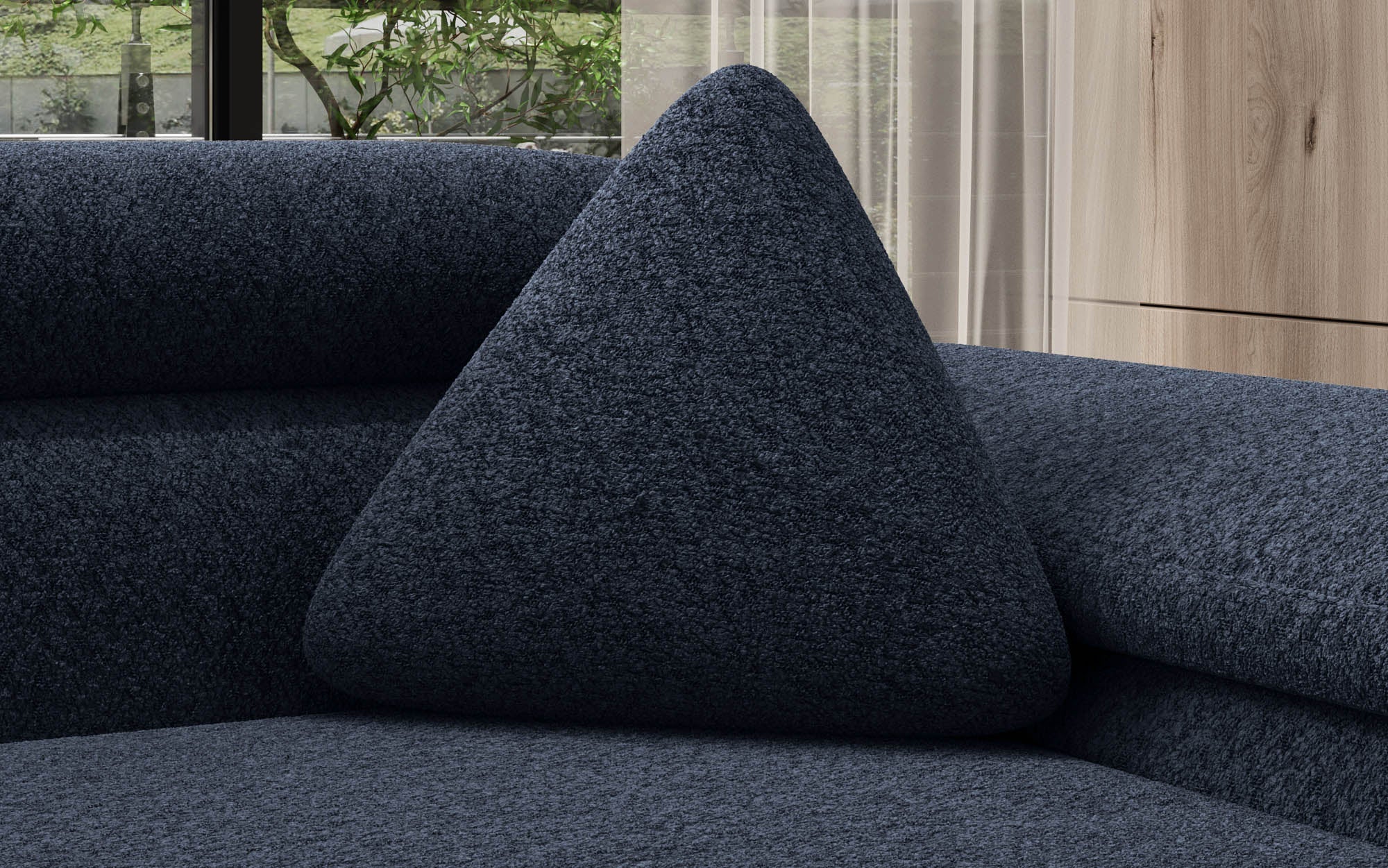 Elegantes Dreieckiges Bouclé Zierkissen Nook für Stilvolle Gemütlichkeit Zuhause