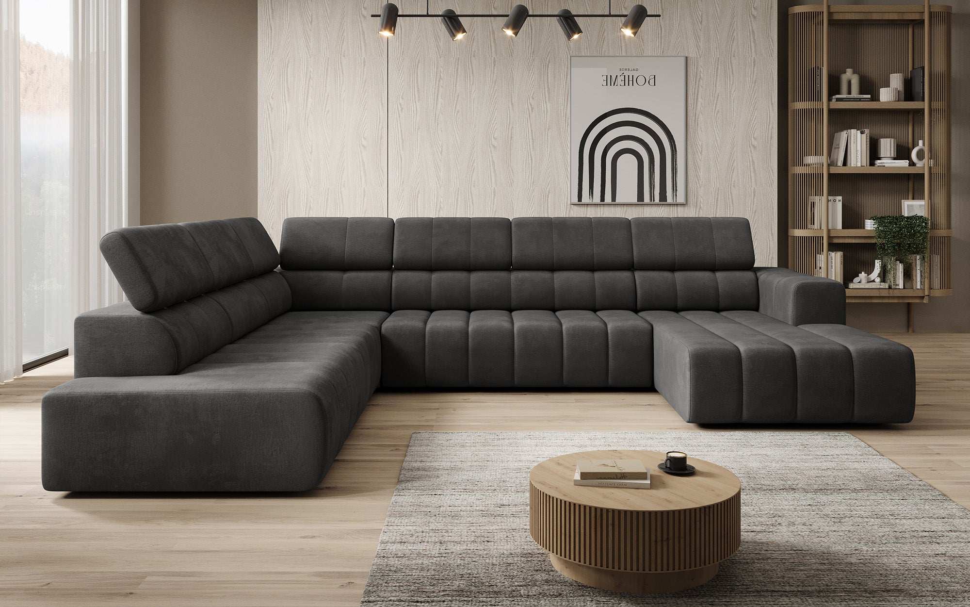 Luxuriöses Aurora Maxi Samt Designer Sofa mit Elektrischer Sitzerweiterung und Schlafsofa-Funktion