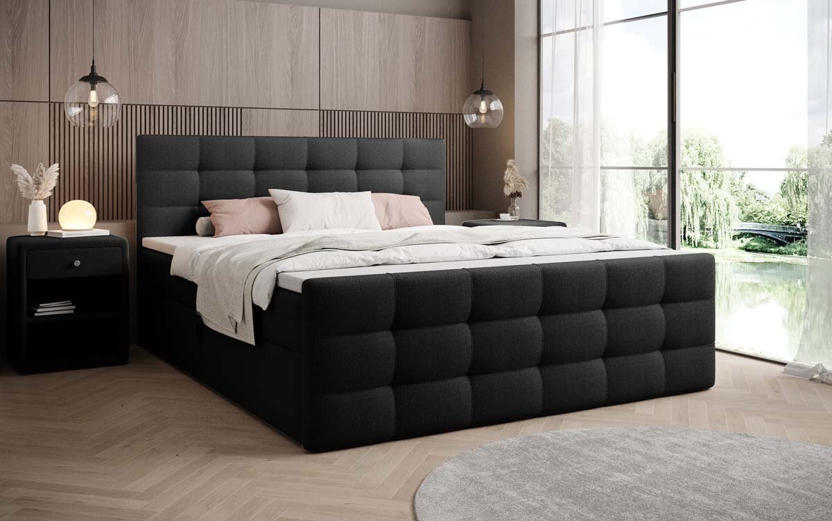 Luxor Bouclé Boxspringbett: Elegantes Design, Gemütlicher Schlaf, Praktischer Stauraum