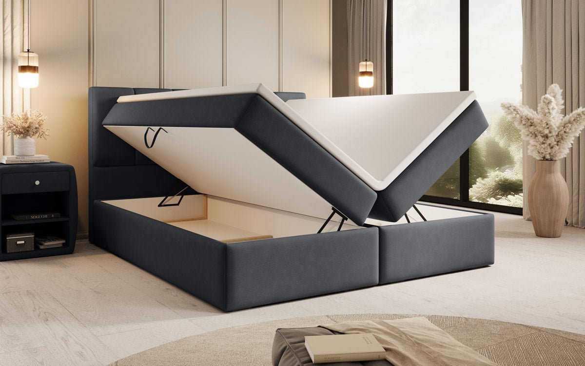 Luxuriöses Boxspringbett Aurelia Stoffbett mit Integriertem Stauraum für Schlafzimmer