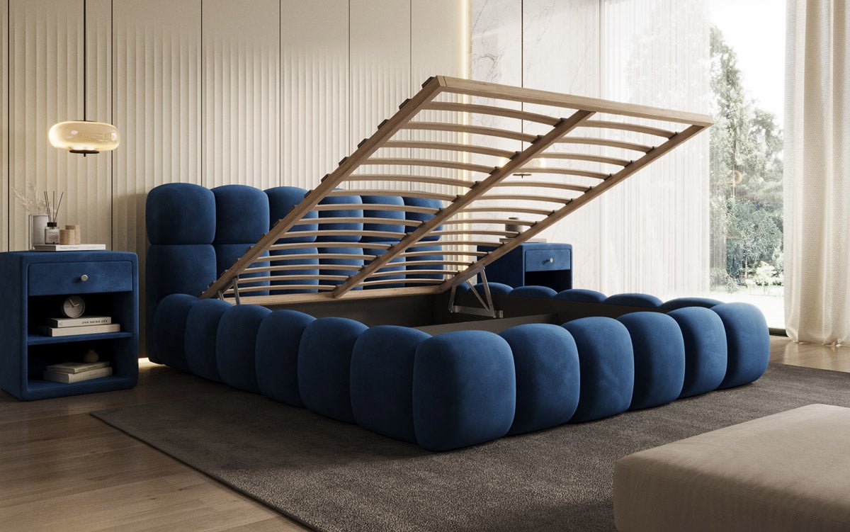 Boston Samt Designer Polsterbett mit Stauraum – Luxus & Komfort