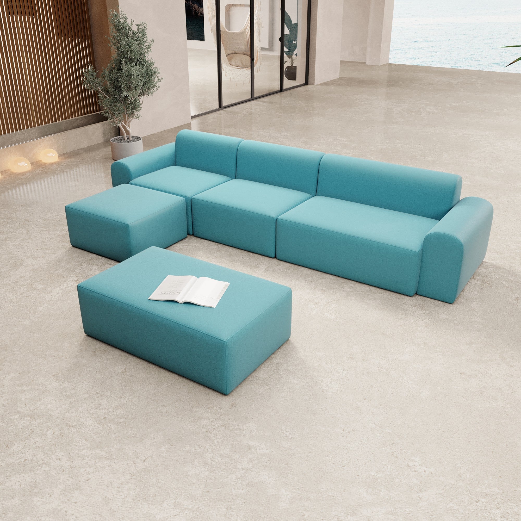 Modulares Gartensofa Relax Ecklounge – Komfortable Outdoor-Oase mit Beistellhocker