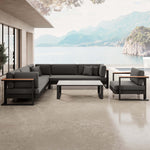 Lade das Bild in den Galerie-Viewer, Luxuriöse Aevora™ Garten Loungegruppe: Ecksofa, Sessel &amp; Tisch – Aluminium &amp; Sunbrella
