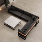 Lade das Bild in den Galerie-Viewer, Luxuriöse Vayla Sunbrella Outdoor-Wohnlandschaft mit Doppeltisch und Ecksofa – Premium Aluminium Gartenlounge
