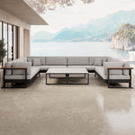 Lade das Bild in den Galerie-Viewer, Vayla Luxus U-förmige Outdoor-Wohnlandschaft mit elegantem Aluminiumtisch für Garten
