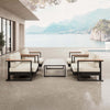 Vayla Luxus Garten Lounge Set: 4 wetterfeste Aluminium Sessel & Moderner Tisch
