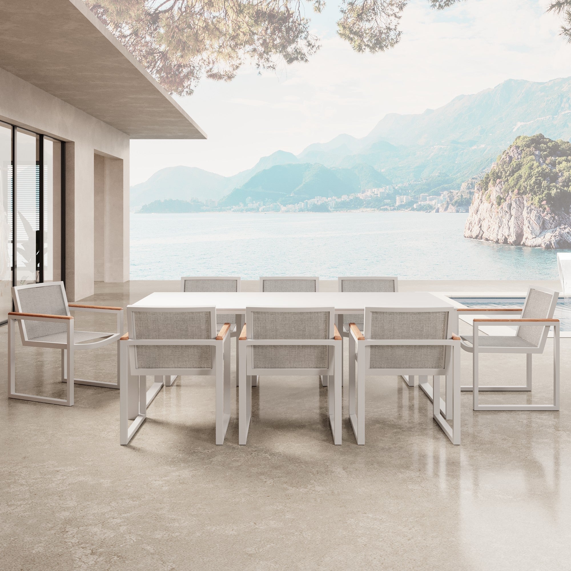 4er-Set Vayla Gartenstühle mit Armlehnen, Aluminium und Robinienholz