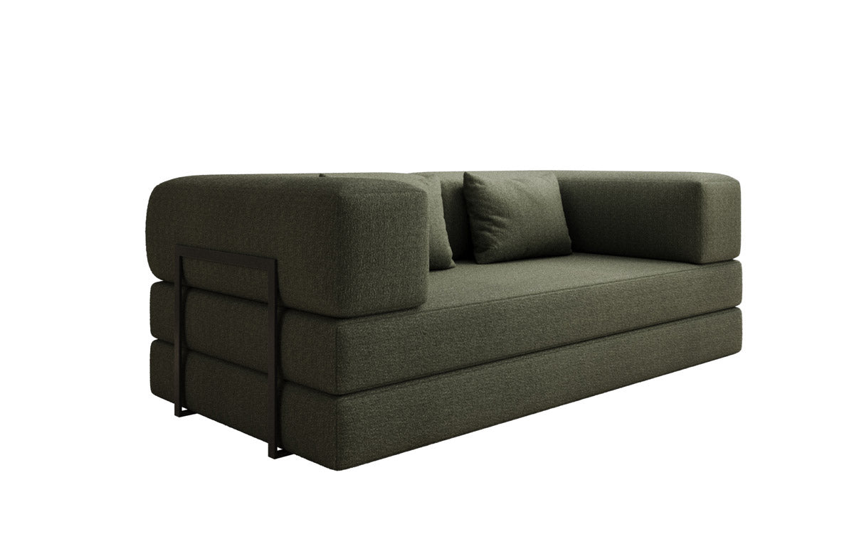 Luxuriöses Designer Lazy 3-Sitzer Schlafsofa mit Bouclé-Stoff und Stauraum