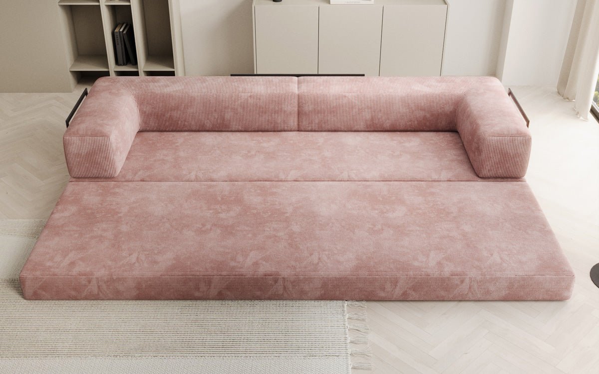 Luxuriöses Designer Cord Sofa XXL: 3-Sitzer mit Schlaffunktion & Stauraum