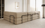 Lade das Bild in den Galerie-Viewer, Luxuriöses L-förmiges Bouclé-Sofa mit Schlaffunktion und Stauraum
