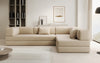 Luxuriöses L-förmiges Bouclé-Sofa mit Schlaffunktion und Stauraum