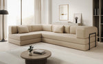 Lade das Bild in den Galerie-Viewer, Luxuriöses L-förmiges Bouclé-Sofa mit Schlaffunktion und Stauraum
