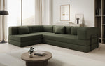Lade das Bild in den Galerie-Viewer, Designer Lazy L Ecksofa Bouclé Bezug mit Schlaffunktion und Praktischem Stauraum
