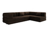 Luxuriöses L-förmiges Bouclé-Sofa mit Schlaffunktion und Stauraum