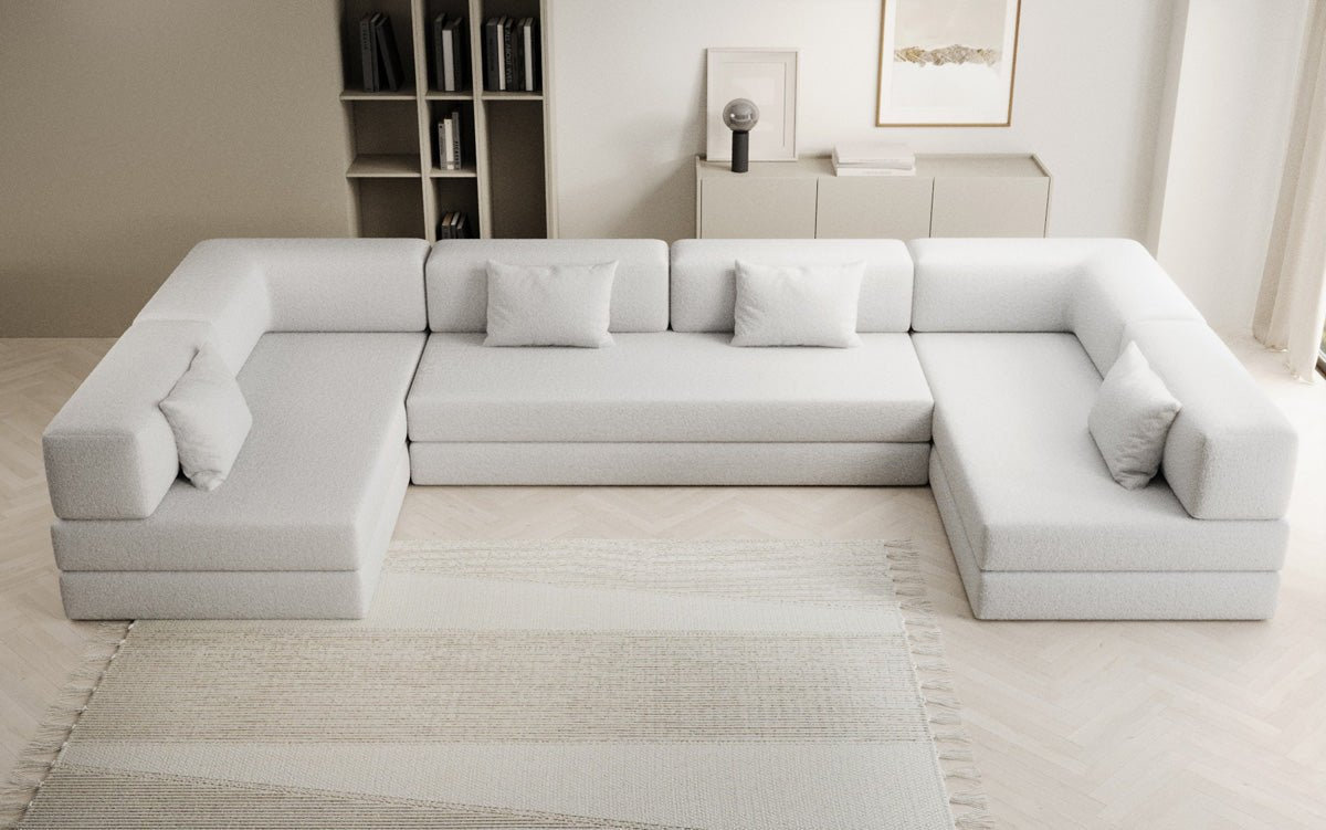 Luxuriöses Designer U-Sofa Lazy Bouclé: Modern, Gemütlich, Vielseitig, mit Schlaffunktion