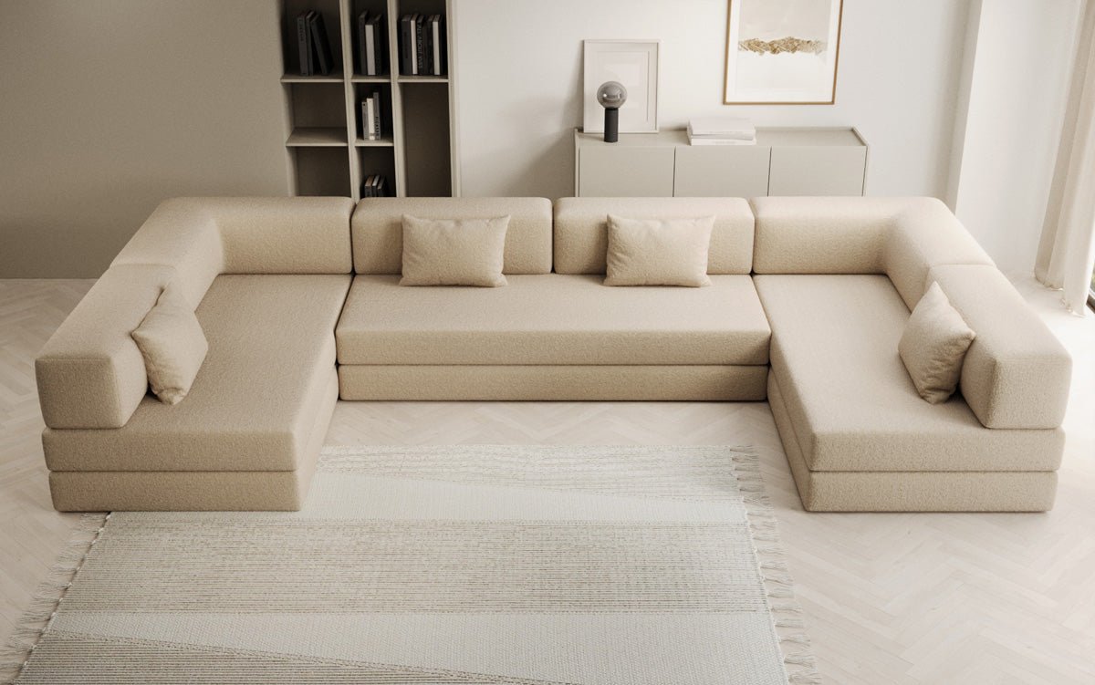 Luxuriöses Designer U-Sofa Lazy Bouclé: Modern, Gemütlich, Vielseitig, mit Schlaffunktion