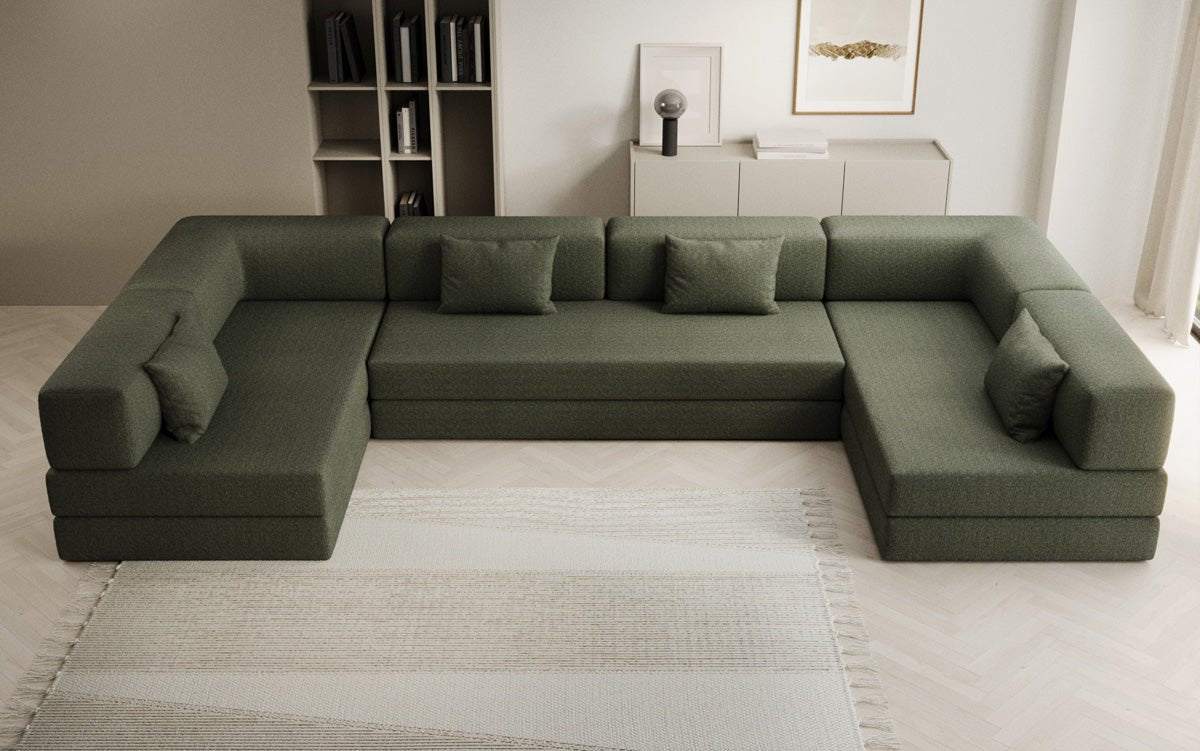 Luxuriöses Designer U-Sofa Lazy Bouclé: Modern, Gemütlich, Vielseitig, mit Schlaffunktion