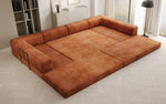 Lade das Bild in den Galerie-Viewer, Luxuriöses U-Sofa Lazy U aus Cord mit Schlaffunktion und Stauraum
