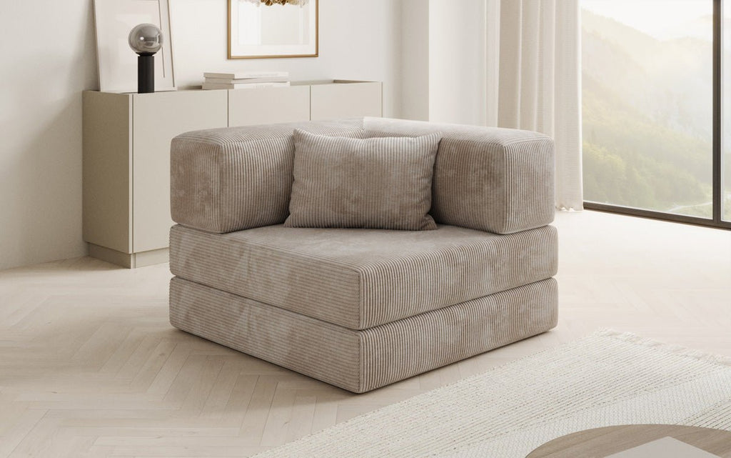 Eleganter Designer Cord Schlafsofa-Sessel Lazy mit Integriertem Stauraum für Ihr Zuhause