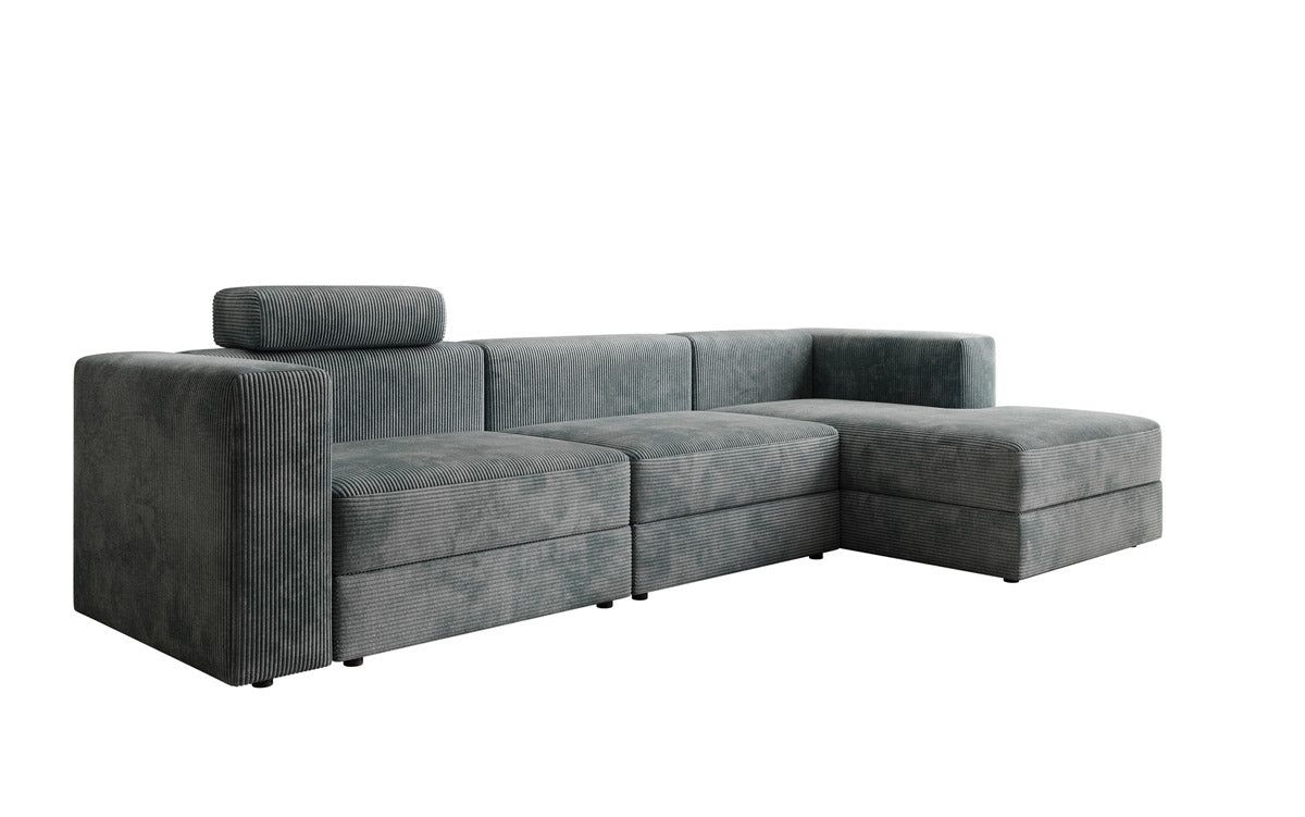 Modernes Ecksofa Stockholm aus Cord mit Stauraum und Schlaffunktion
