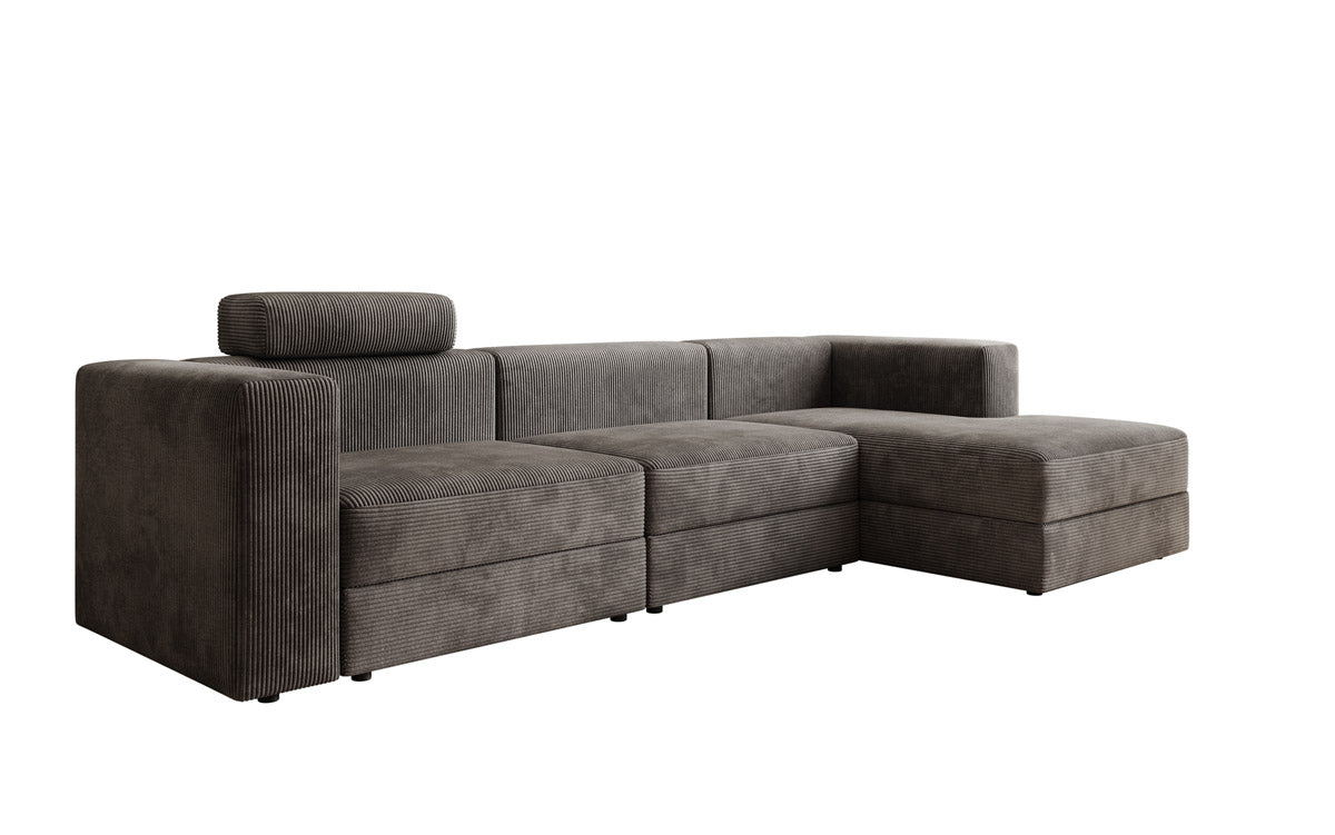 Modernes Ecksofa Stockholm aus Cord mit Stauraum und Schlaffunktion