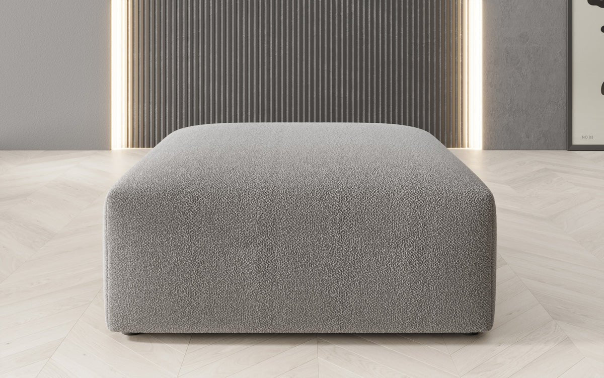 Luxuriöser Bouclé Beistellhocker Snug: Stilvoller Akzent, Robust & Vielseitig, 80cm Durchmesser