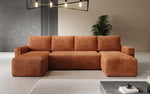 Lade das Bild in den Galerie-Viewer, Luxuriöses Designer U-Sofa Melva mit Schlaffunktion, Cord Bezug &amp; Stauraum
