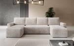Lade das Bild in den Galerie-Viewer, Luxuriöses Designer U-Sofa Melva mit Schlaffunktion, Cord Bezug &amp; Stauraum

